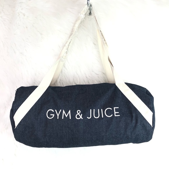 “Gym & Juice” gym bag NWOT denim and canvas - Picture 7 of 7